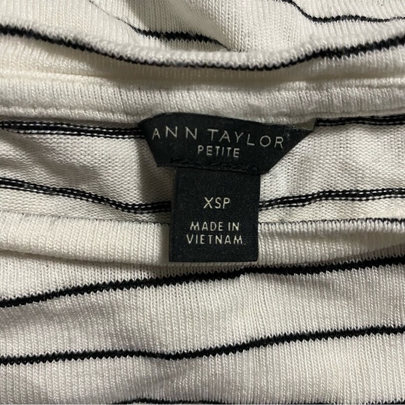 Ann Taylor White Black Striper Stretch Knit Top - Picture 4 of 5